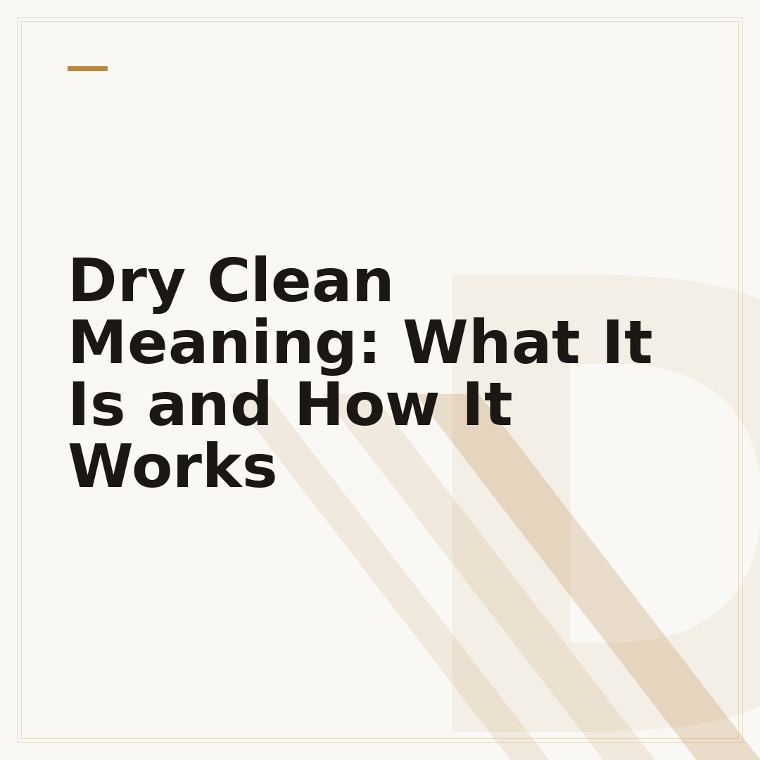 Dry Clean Meaning: What It Is and How It Works