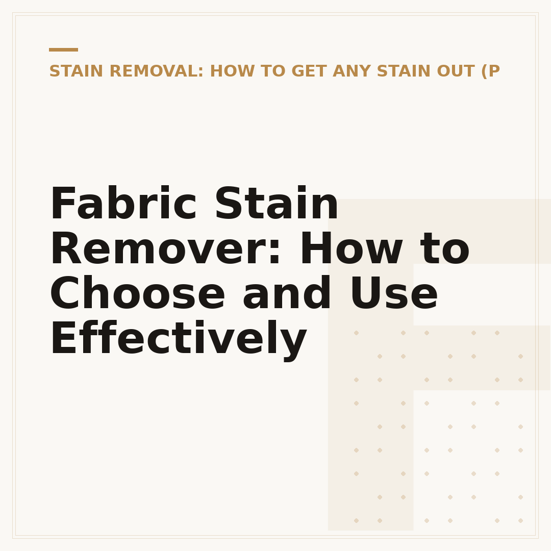 Fabric Stain Remover: How to Choose and Use Effectively