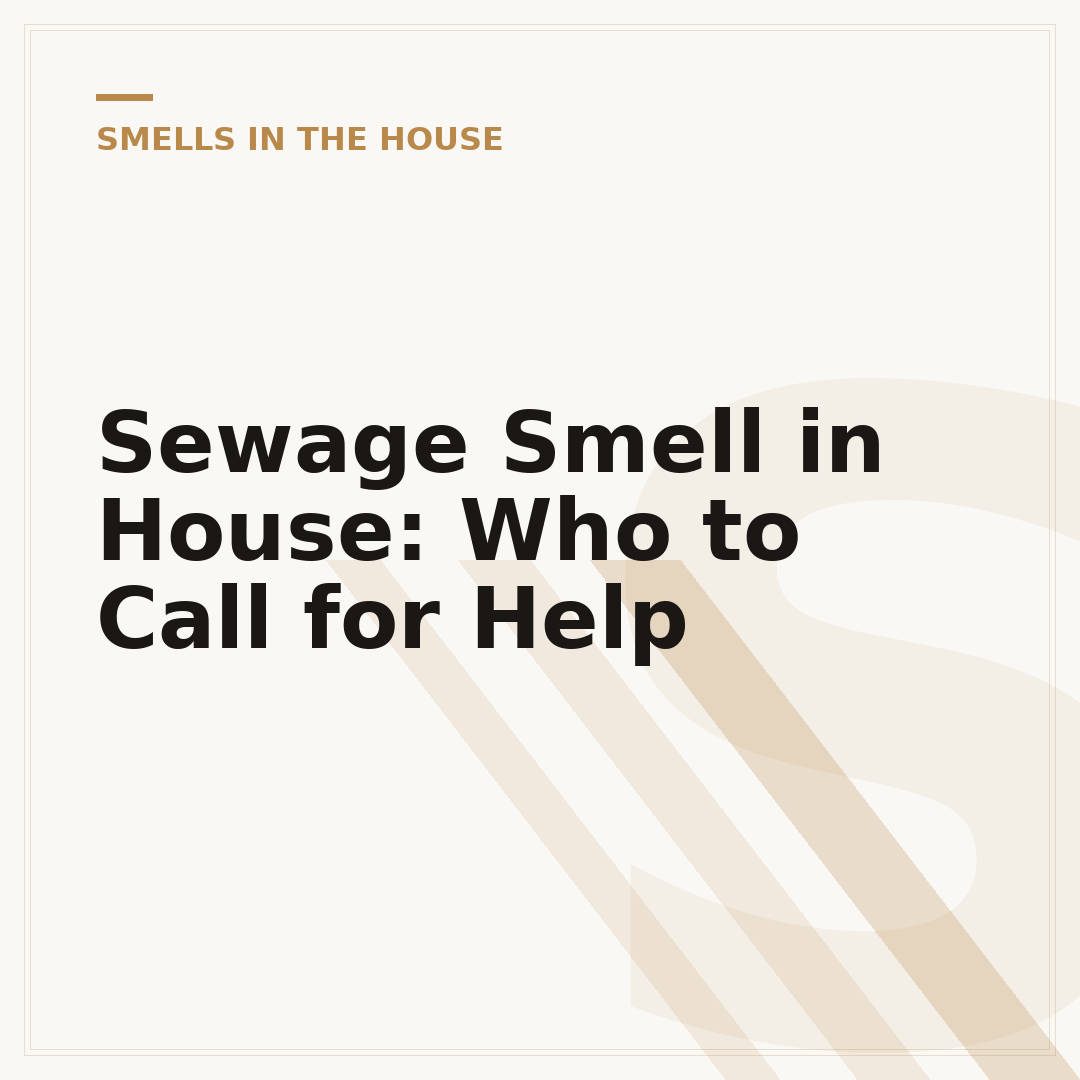 Sewage Smell in House: Who to Call for Help